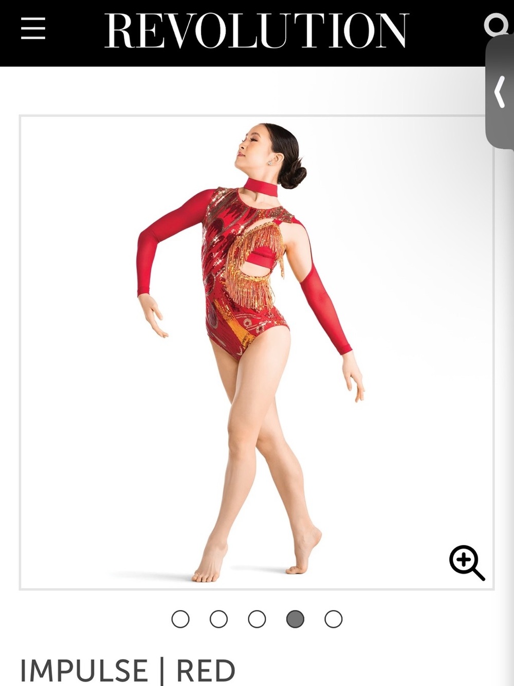 Revolution Red Kids One-Piece Leotard with Gold Fringe